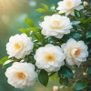 Blooming White Camellia Flowers Diamond Painting