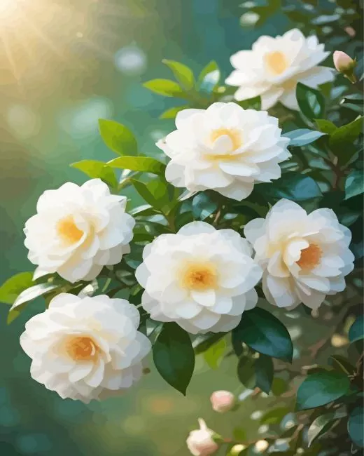 Blooming white camellia flowers Diamond Paints Blooming White Camellia Flowers Diamond Painting