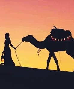 Camel And Girl Silhouette Diamond Painting