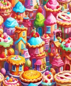 Candies Houses Diamond Painting