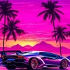 Car And Sunset Diamond Painting