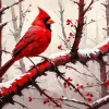 Cardinal On Branch Art Diamond Painting