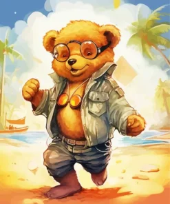 Cartoon Bear Wearing Glasses Diamond Painting