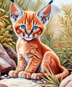 Cute Caracal With Blue Eyes Diamond Painting