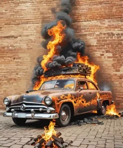 Fire Car Diamond Painting