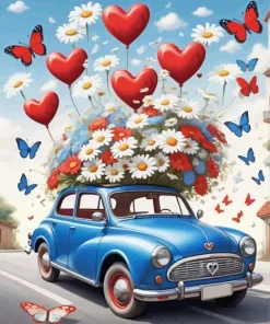 Flowers Car Diamond Painting