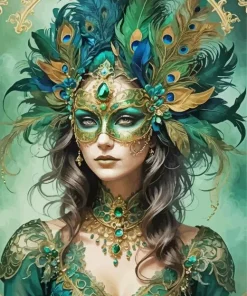 Girl Wearing Carnival Mask Diamond Painting