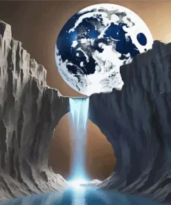 Moon Waterfall Diamond Painting