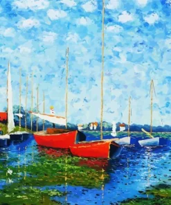 Red Boats At Argenteuil By Claude Monet Diamond Painting