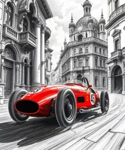 Red Old Race Car Diamond Painting