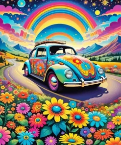 VW Hippie Car Diamond Painting