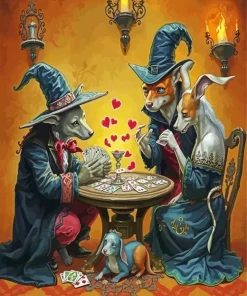 Wizard Dogs Playing Cards Diamond Painting