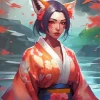 Aesthetic Girl Fox Art Diamond Painting