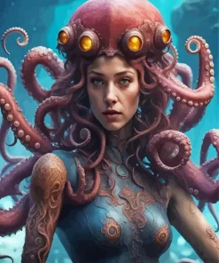 Aesthetic Girl Octopus Art Diamond Painting