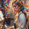 Aesthetic Girl Playing Piano Art Diamond Painting