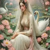 Aesthetic Girl With Swan Art Diamond Painting