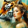 Aesthetic Girl With Tiger Diamond Painting