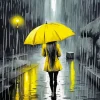 Girl With Yellow Umbrella Art Diamond Painting