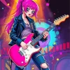 Anime Girl Playing Guitar Diamond Painting