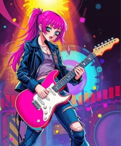 Anime Girl Playing Guitar Diamond Painting