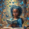 Black Girl Reading A Book Diamond Painting