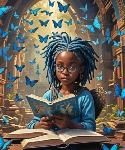 Black Girl Reading A Book Diamond Painting