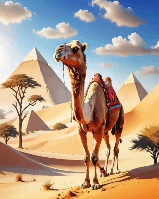 camel and pyramids painting by number Camel And Pyramids Diamond Painting