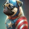 Captain America Pug Dog Diamond Painting