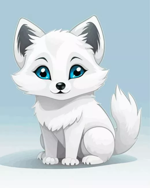cartoon arctic fox Diamond by Numbers Cartoon Arctic Fox Diamond Painting
