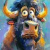Cartoon Bison Head Art Diamond Painting