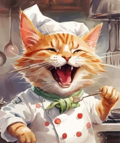 Cartoon Cat Chef Diamond Painting
