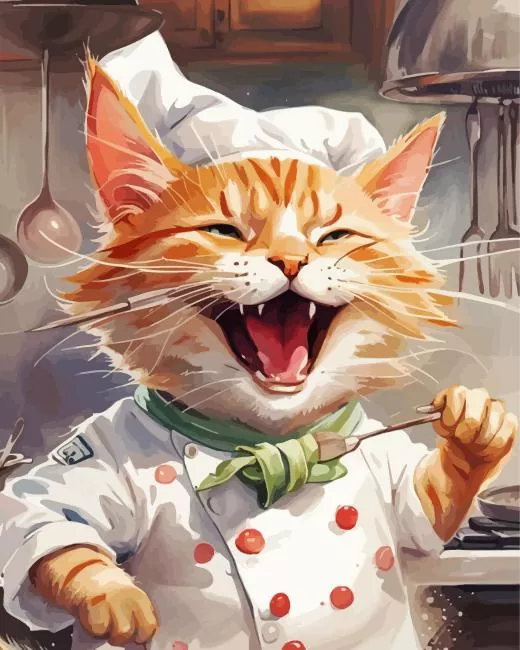 cartoon cat chef Diamond Paints Cartoon Cat Chef Diamond Painting