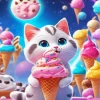 Cartoon Cat Eating Ice Cream Diamond Painting