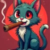 Cartoon Cat Smoking Diamond Painting
