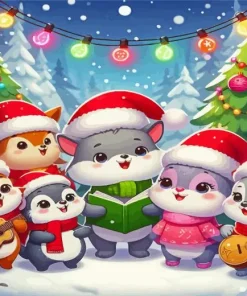 Cartoon Christmas Animals Diamond Painting