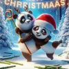 Cartoon Christmas Panda Dancing Diamond Painting