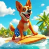 Cartoon Dog Surfing Diamond Painting