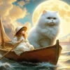 Cool Girl In A Boat Art Diamond Painting
