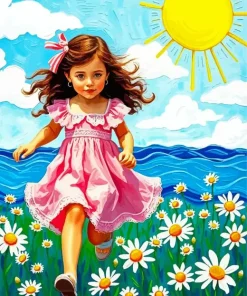Cool Girl Running In A Field Diamond Painting