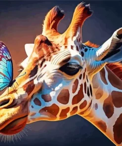 Giraffe And Butterfly Diamond Painting