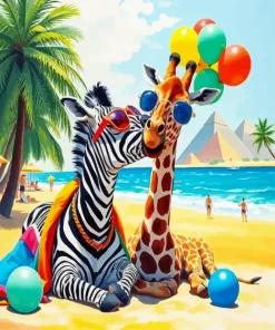 Giraffe And Zebra Diamond Painting