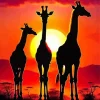 Giraffes Silhouette Art Diamond Painting