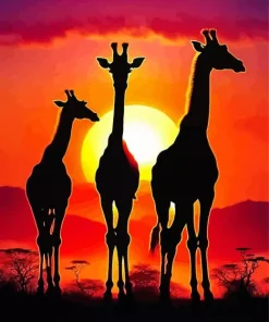 Giraffes Silhouette Art Diamond Painting