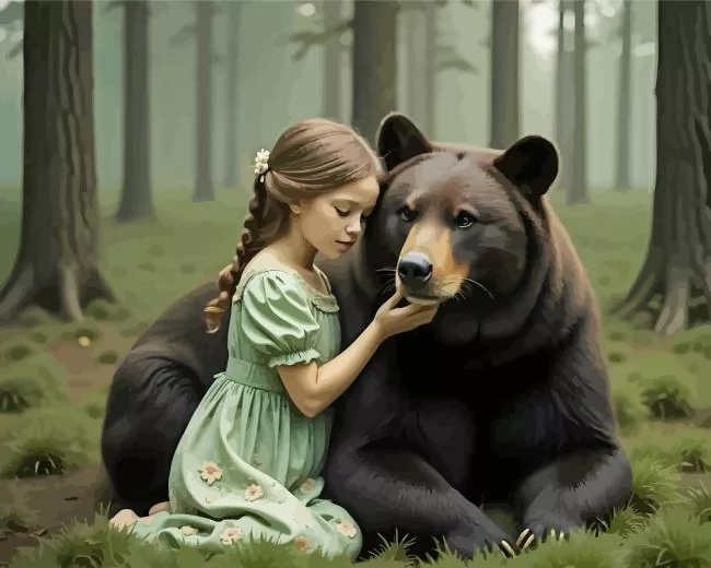 girl and brown bear Diamond Paintings Girl And Brown Bear Diamond Painting