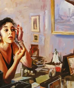 Girl At Mirror Art Diamond Painting