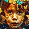 Girl Face Butterfly Diamond Painting