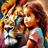 Girl Hugging A Lion Diamond Painting