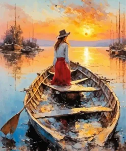 Girl In Boat Diamond Painting