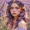 Girl In Lavender Field Diamond Painting