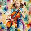 Girl Playing Cello Diamond Painting